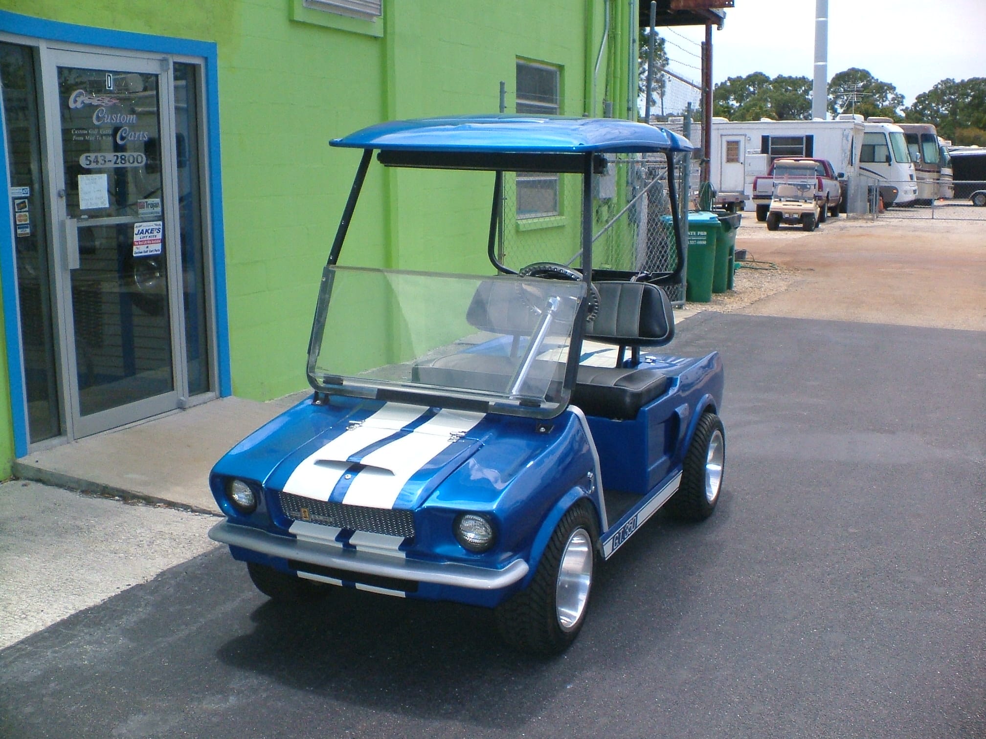 Blue golf cart detail by A Custom Carts